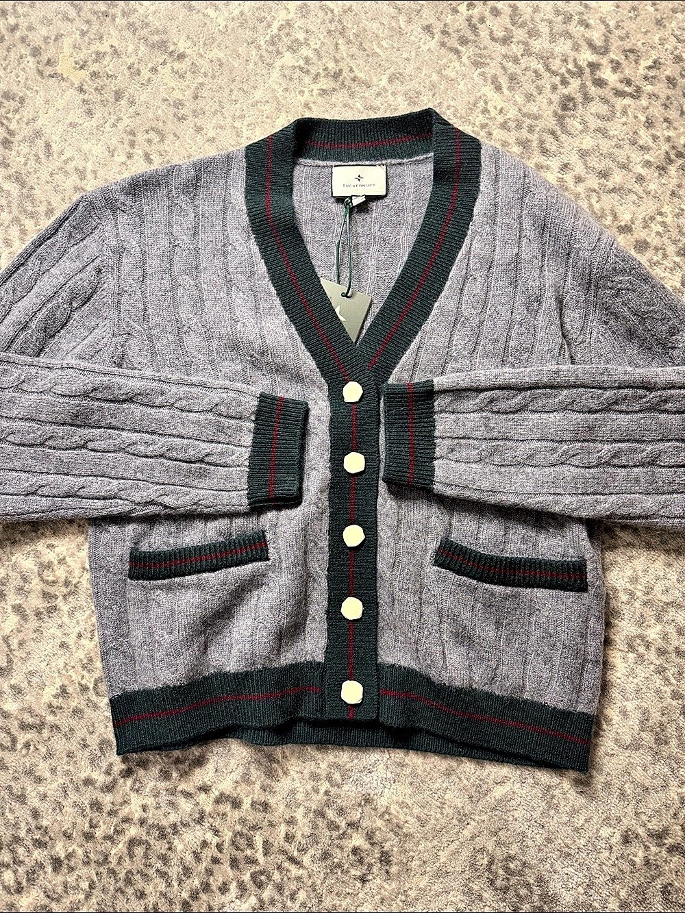 Tucker Nuck Gray Washable Cashmere Charley Cardigan